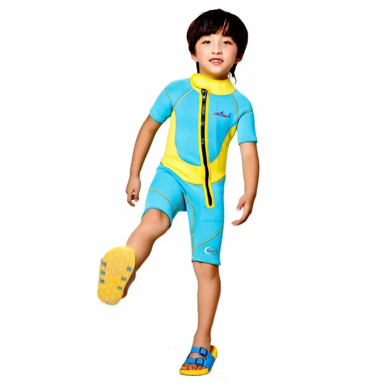 Warm ! free shipping 2016 Thermal 2.5mm Neoprene Kids Wetsuit Dive Wet Suit Child Swimwear Short Sleeved Sunscreen Clothing | Спорт и