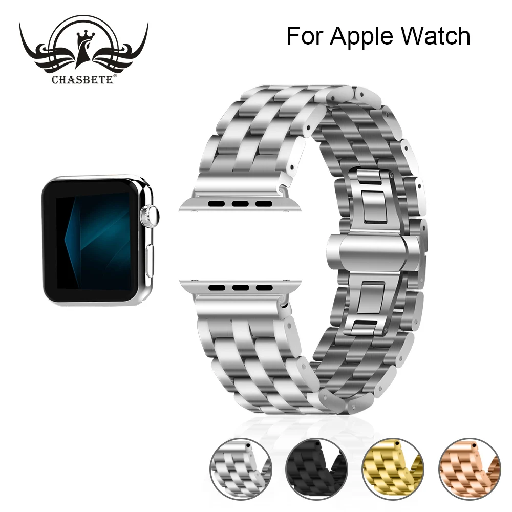 

Stainless Steel For Apple Watch band 4 42mm/38mm 3 iwatch band 44mm/40mm Strap Band Loop Belt Watchbands Apple Black silver gold