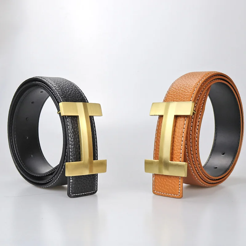 2019 настоящий ремень из коровьей кожи мужские однотонные латунные Роскошные