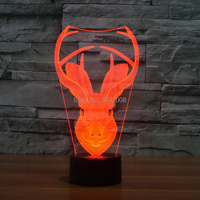Милый мультфильм лося Форма LED Многоцветный волшебный ночник USB кабель как Дети