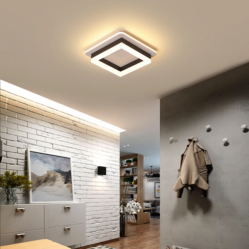 Luces de techo Led modernas para pasillo, porche, balcón, dormitorio, sala de estar, lámpara de techo LED cuadrada/redonda montada en superficie