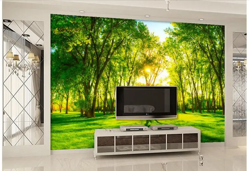 

3d wallpaper custom photo non-woven mural picture wall sticker The sunlight green trees painting 3d wall room murals wallpaper