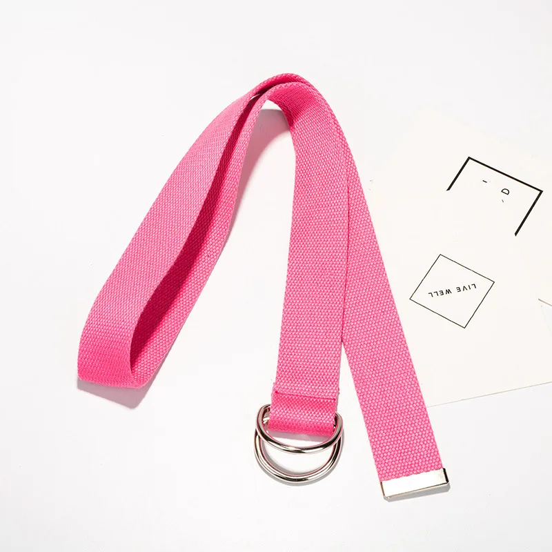 roseo 110 см длинный ремень с d-образным кольцом и пряжкой Harajuku на молнии, Универсальный ультра длинный холщовый ремень для влюбленных, короткий однотонный длинный ремень - Цвет: roseo