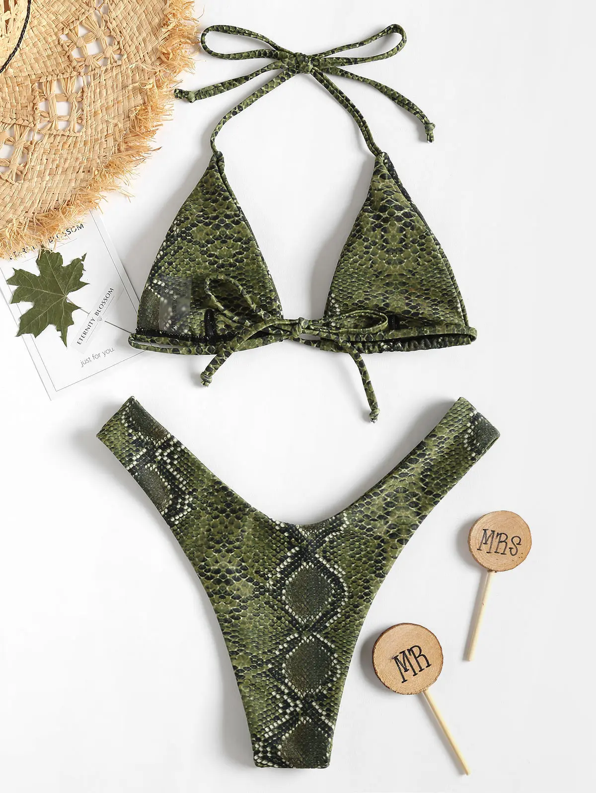 Женский купальник-бикини с высокой талией ZAFUL змеиный купальник 2019 |