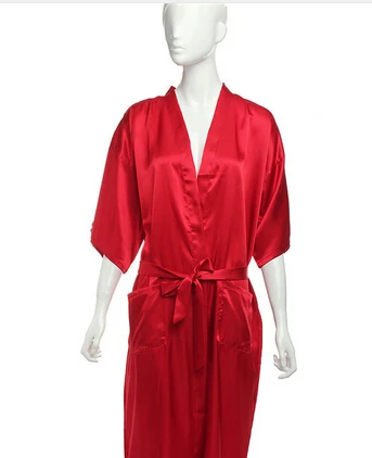 Женский Атласный халат-Кимоно размера плюс пижама с поясом из вискозы и Longue