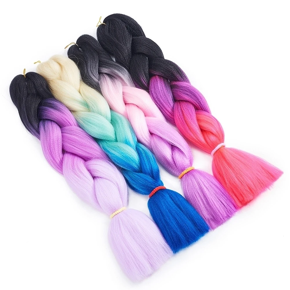 Traininghead Synthetic Braiding Hair Salon Crochet Jumbo Braids Extension for Pink Blue Purple 24 / 81 Inch 100/160g | - Фото №1