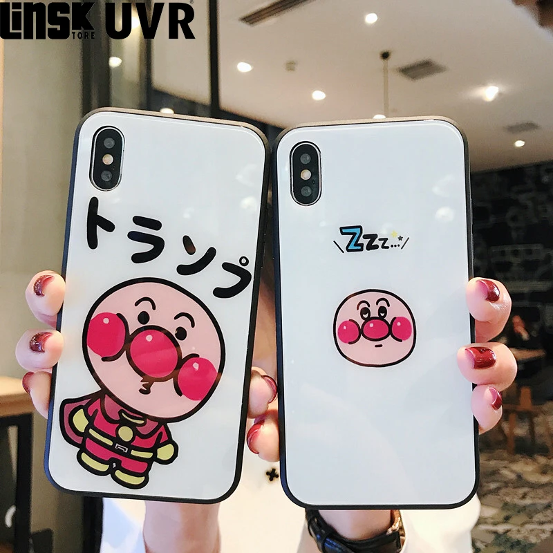 Прекрасный мультяшный персонаж Anpanman стеклянный чехол для телефона iphone 6 S 7 8 plus X XR