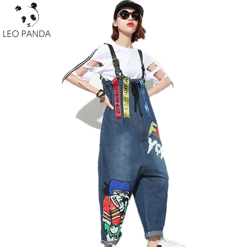 Новый модный принт Ретро свободные джинсы Синий Мешковатые Бохо Pantalon Для женщин