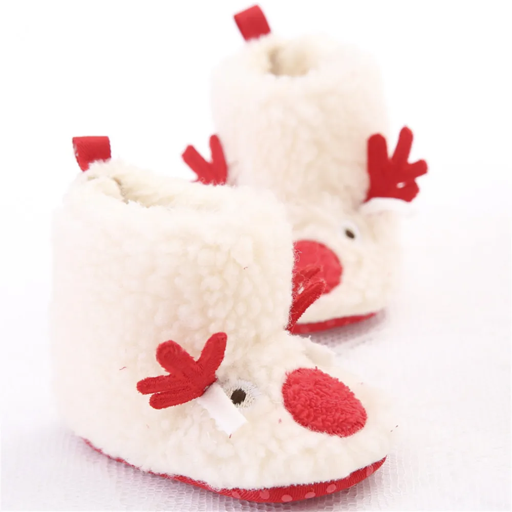 1 Pair Toddler Baby Shoes First Walker Christmas Deer Santa Claus Soft Soled Warm Indoor 11-13CM Loop Walking Shoe |