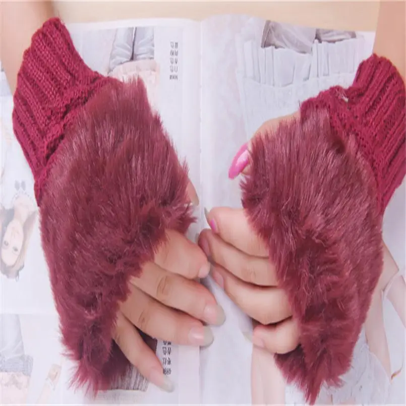 Митенки без пальцев YSDNCHI теплые зимние перчатки вязаные рукавицы из