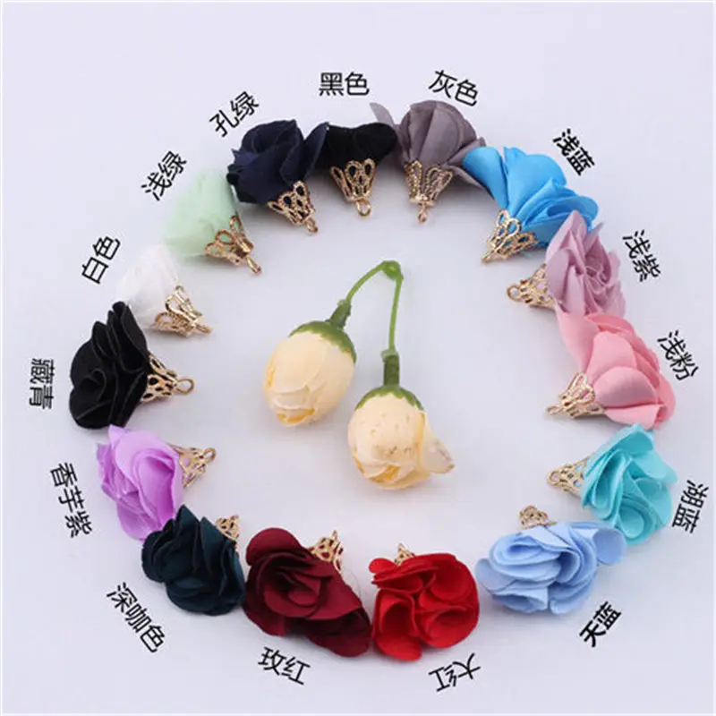 50 шт./лот подвески из ткани с цветами и кисточками для брелоков ремешки мобильных