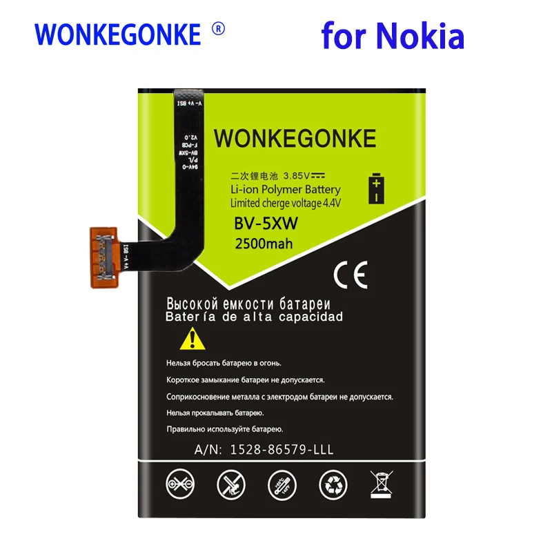 

WONKEGONKE 2500mah BV-5XW phone battery for Nokia Lumia 1020 EOS BV5XW Batteries Bateria