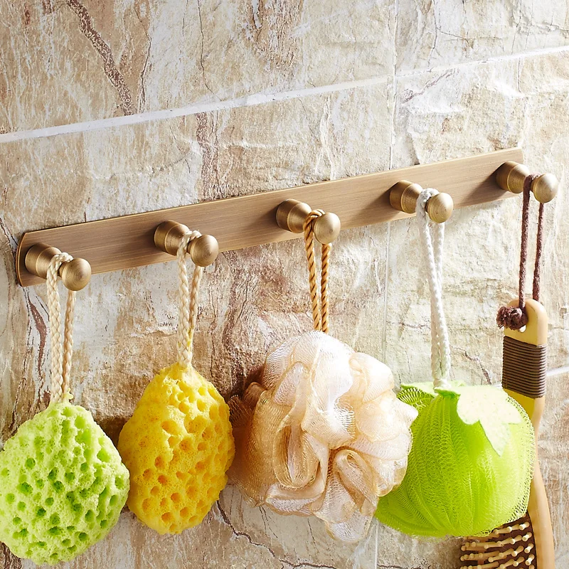 Античный латунный крючок для халата Подвесной Стиль дверь ванной комнаты крючки