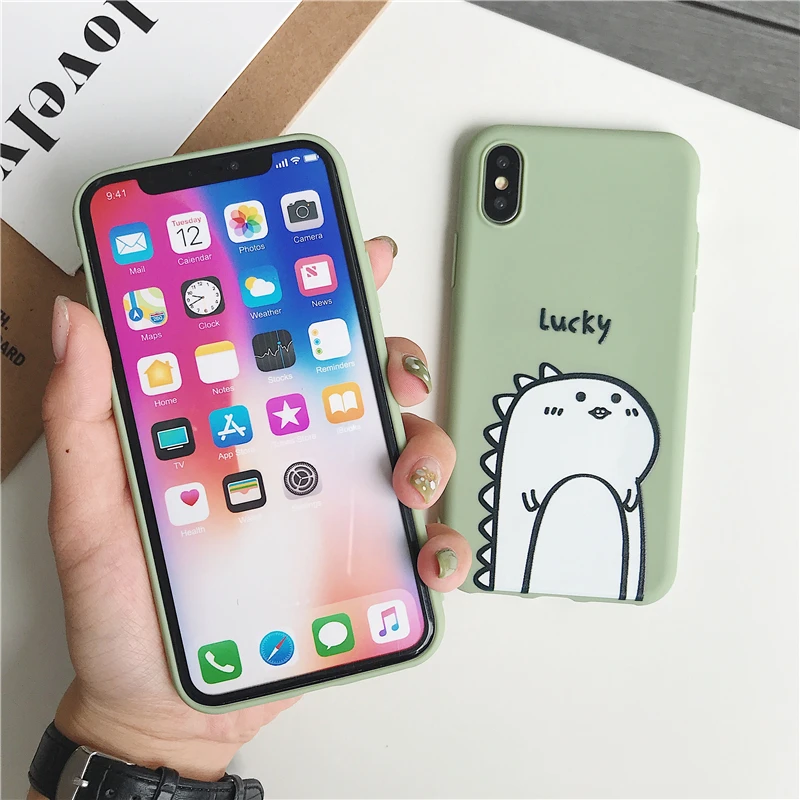 WTSZKL милый маття зеленый маленький динозавр шаблон телефон чехол для iPhone 6 S 7 8 Plus
