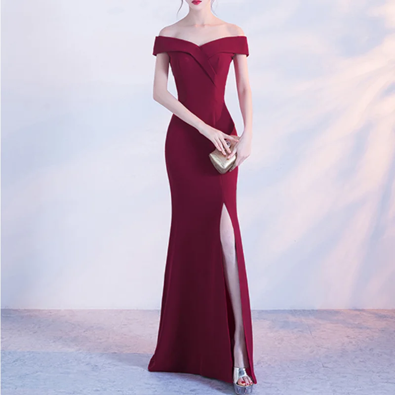 2018 женское платье Элегантное красное с открытыми плечами Robe femme vestidos сексуальное