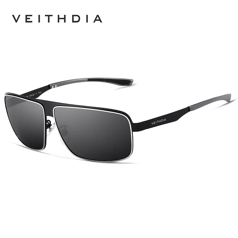 black gray Бренд VEITHDIA, нержавеющая сталь, алюминий, поляризационные, UV400, Мужские квадратные Винтажные Солнцезащитные очки, мужские очки, солнцезащитные очки для мужчин, VT2492 - Цвет линз: black gray