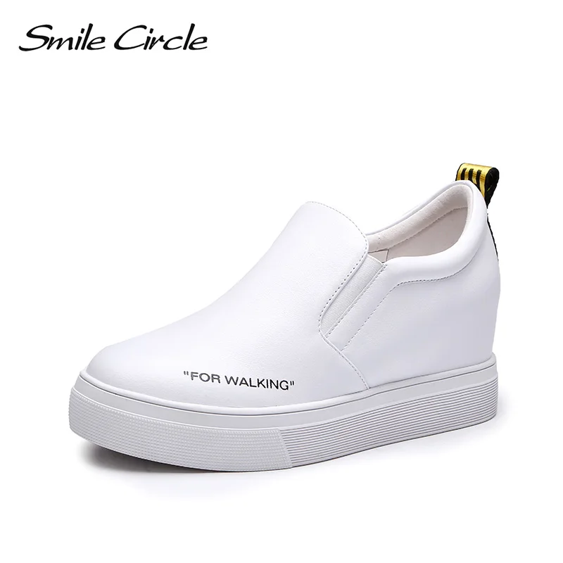 Кроссовки на танкетке Smile Circle женская обувь из натуральной кожи плоской подошве