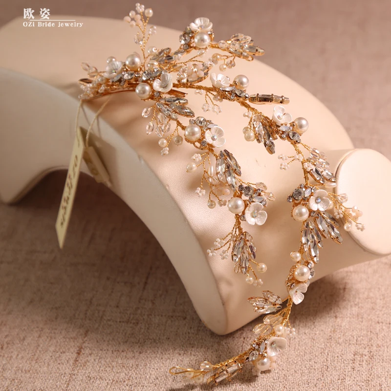 Роскошный Жемчужный церемониальный цветок золотой волос набор заколок головной убор невесты украшение для волос женские свадебные аксессуары для волос