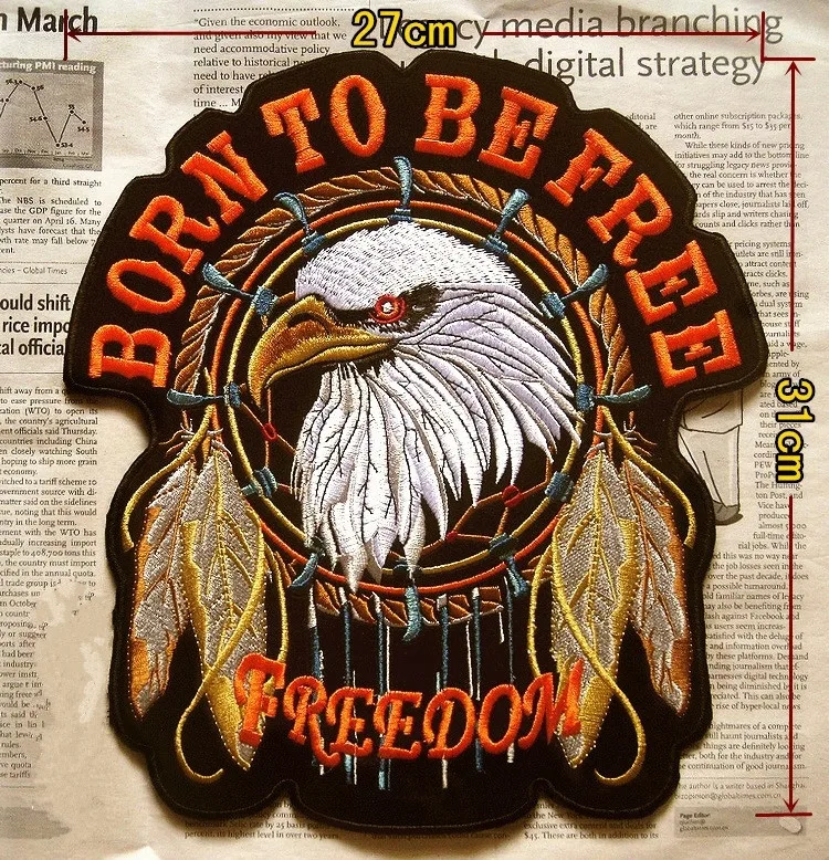 Мотоциклетная модель 31 см * 27 байкерские нашивки с вышивкой Орл большая нашивка