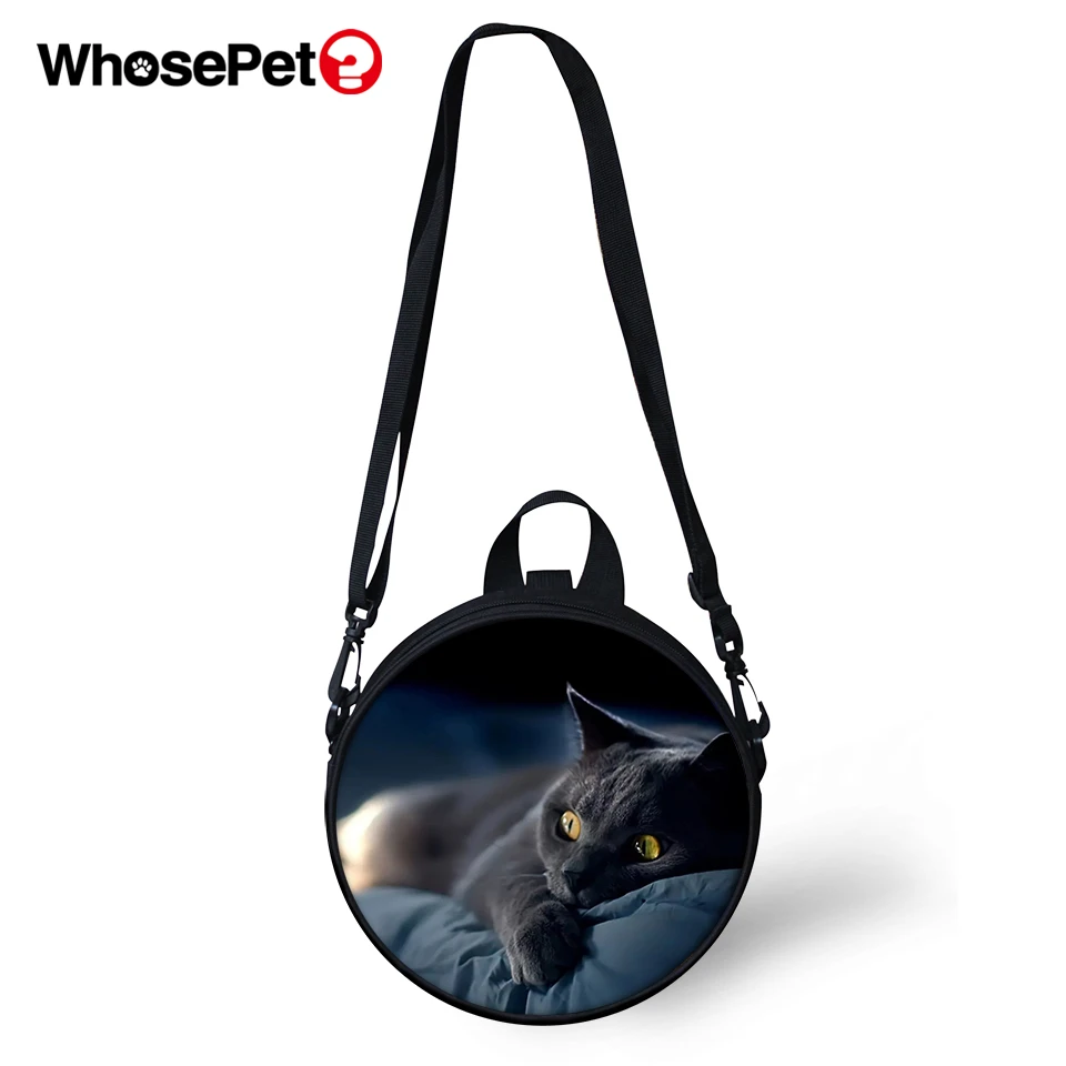 WHOSEPET черный Детские кошки печати Креста тела сумки на плечо круглый Форма