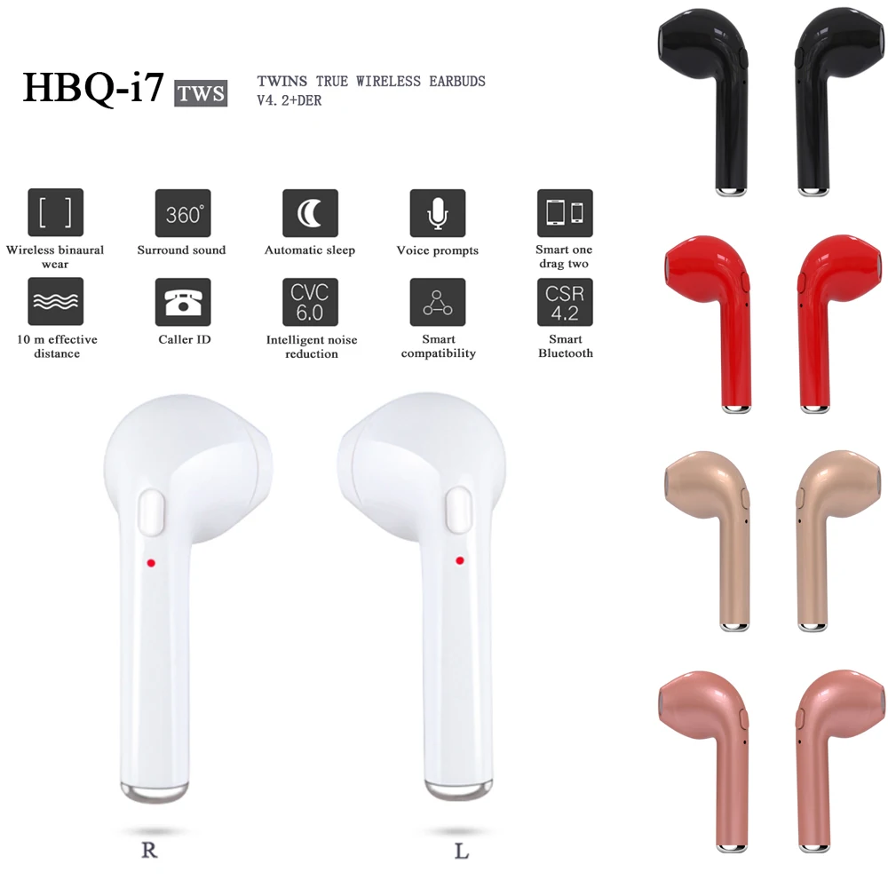 10 шт. оригинальные наушники HBQ i7 TWS настоящие беспроводные Мини Bluetooth V4.2 DER стерео