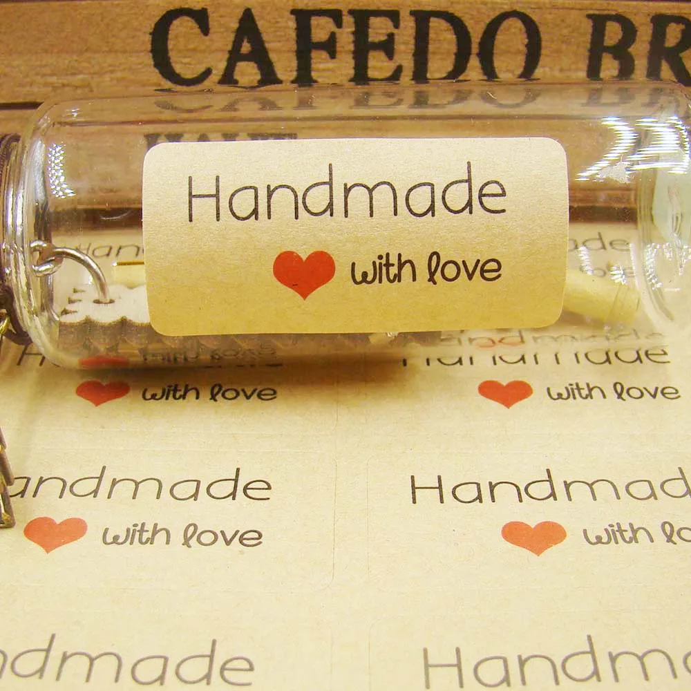 2000pcs wholesale Kraft handmade with love sticker thank you Sticker Label especially for gift bag / box /cookiesSeal | Канцтовары для