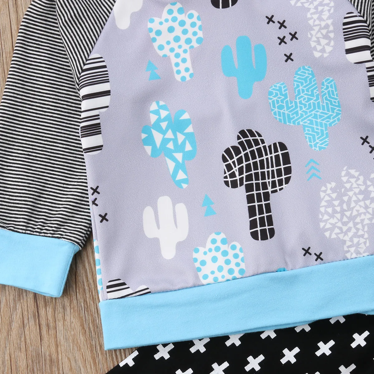 2018 Brand New Spring Autumn Toddler Baby Girls Boys Clothes Sets Long Sleeve Cactus Print Hooded Sweatshirts Tops+Pants 0-3Y | Детская