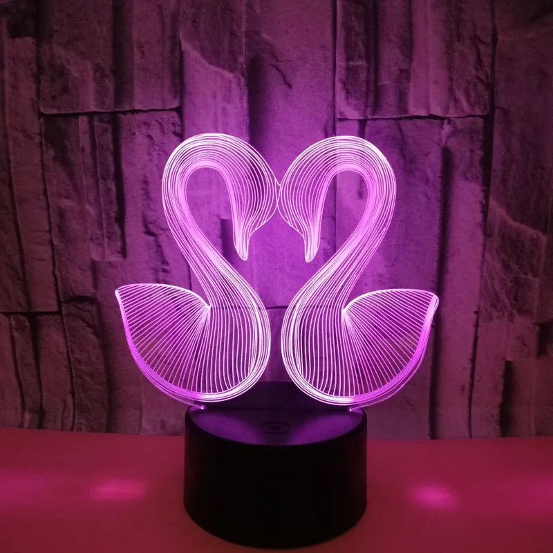 

YIMIA Novelty Gift USB 7 Colors Changing Love Swans Model LED Night Light 3D Table Desk Touch Lamp Children Sleep Lamp