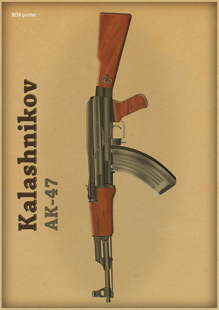 AK74/47 плакаты с изображением оружия/военные фанаты ВИНТАЖНЫЙ ПЛАКАТ из крафт-бумаги Ретро плакат/настенные декоративные бумажные плакаты Наклейка на стену