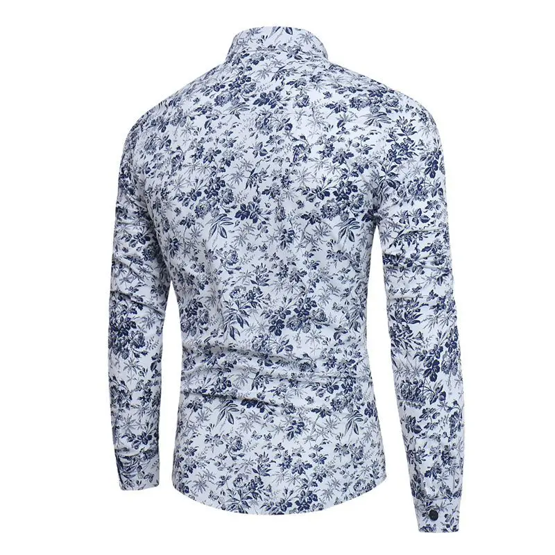 Прямая поставка 10 цветов Мужская рубашка с цветочным принтом длинным рукавом