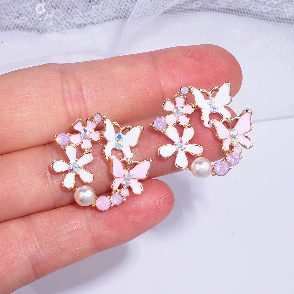 Женские серьги гвоздики с цветными кристаллами жемчужинами|Серьги-гвоздики| |