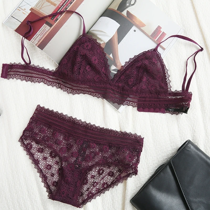 Французское романтическое кружевное ультратонкое нижнее белье ABC cup 70-80, модное сексуальное прозрачное нижнее белье с цветочным рисунком для молодых девушек, женское нижнее белье, комплект с бюстгальтером