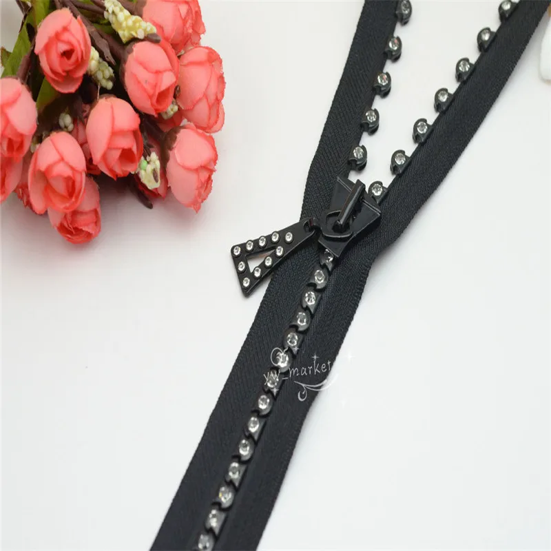 1 шт. застежка молния стразы 100 см|zipper black|rhinestone zipperblack zipper |