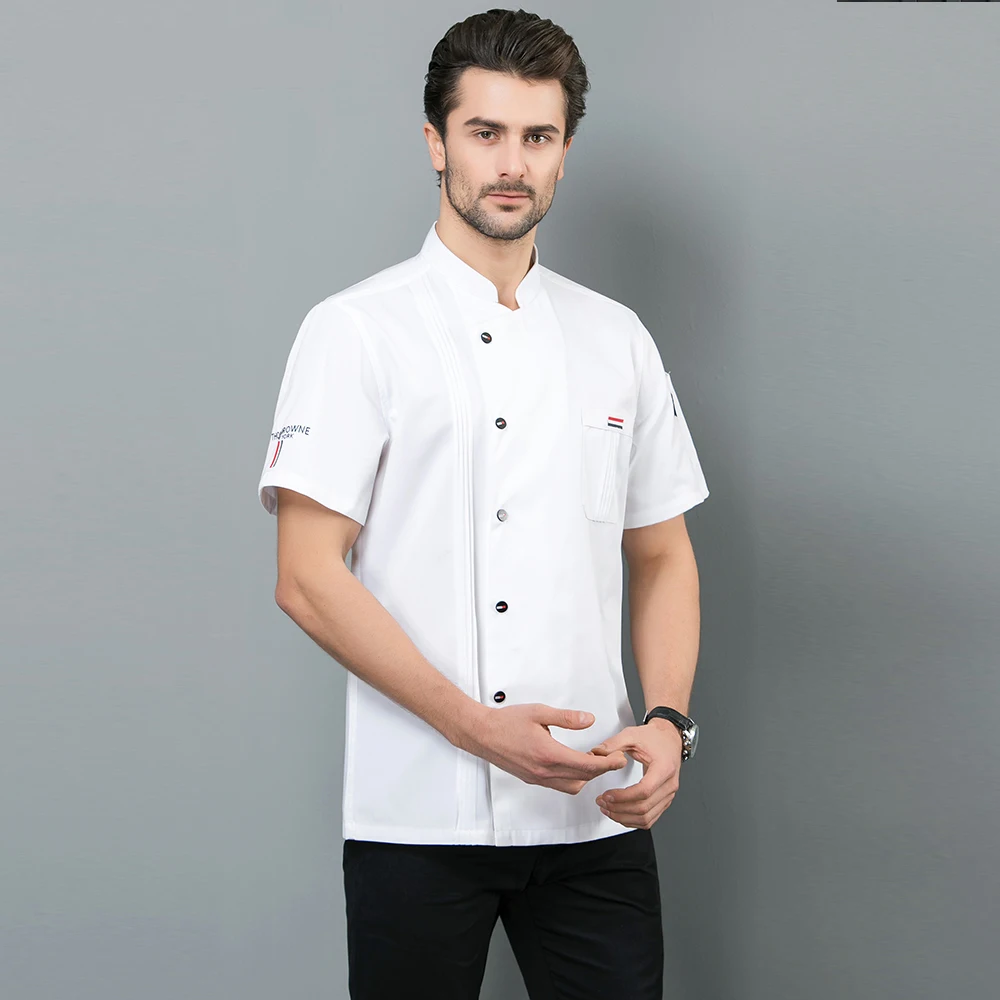 Высокое качество для шеф-повара Рабочая куртка летняя рубашка шеф повар Кухня унисекс короткий рукав Ресторан кухонная Униформа кофе отель костюм