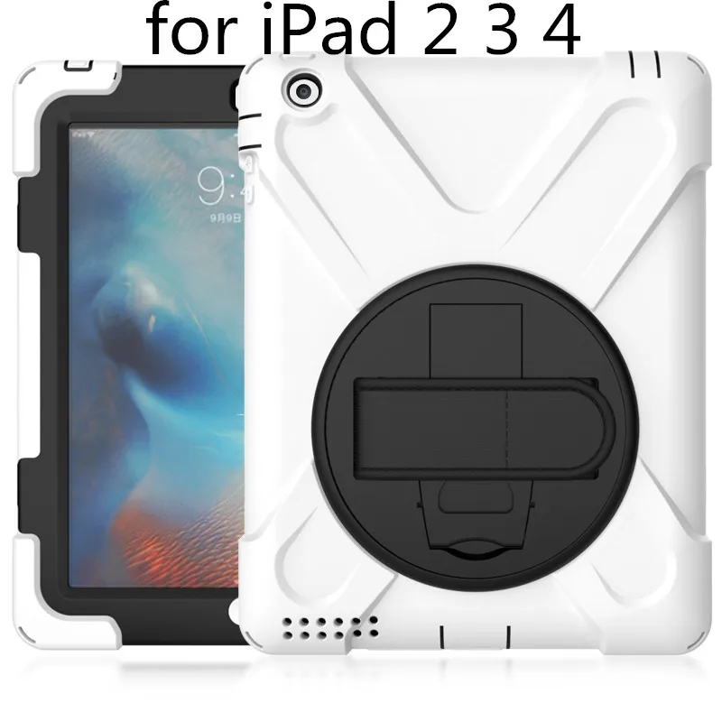 white -Hai D-234 Чехол для Apple ipad 2 3 4, ZAIWJ Safe Kids Armor At Мягкий противоударный силиконовый+ жесткий чехол для ipad 4/3/2 - Цвет: white -Hai D-234
