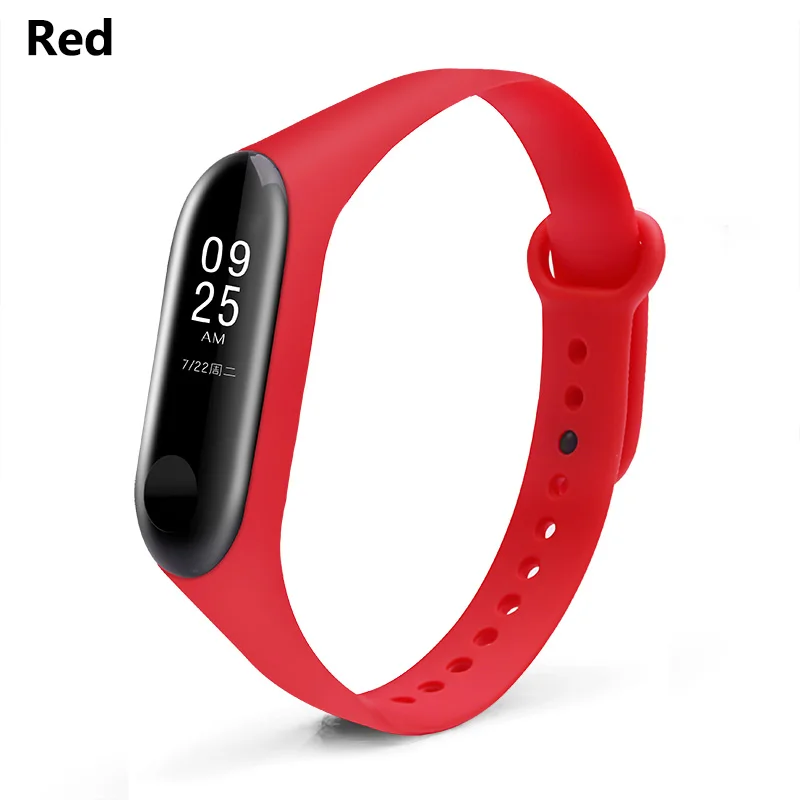BOORUI новейший mi band 3 ремешок pulsera mi band 3 ремешок Силиконовый Модный ремешок на запястье Замена для xiaomi mi 3 Смарт-браслеты - Цвет: Red
