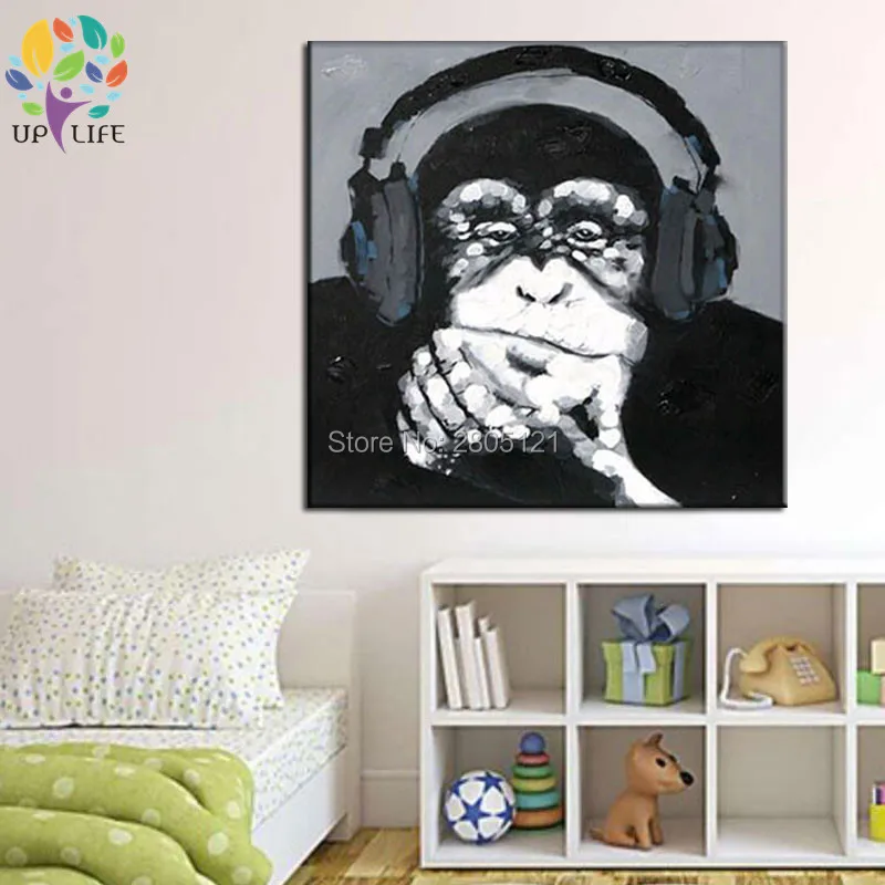 Ручная роспись современная поп-животная живопись черно-белые животные масляная