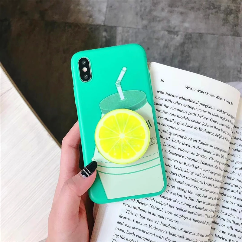 Милый лимонный арбуз Kickstand зеленый розовая бутылка мягкий чехол для телефона Apple