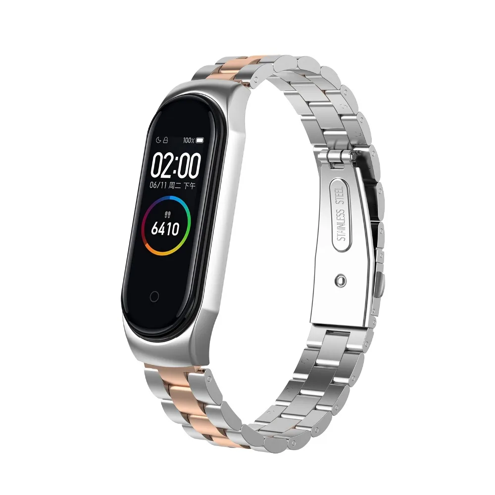 mi Band 4 металлический ремешок из нержавеющей стали для Xiaomi mi ремешок 3 ремешок совместимый браслет mi Band 3 браслеты Pulseira mi band 3