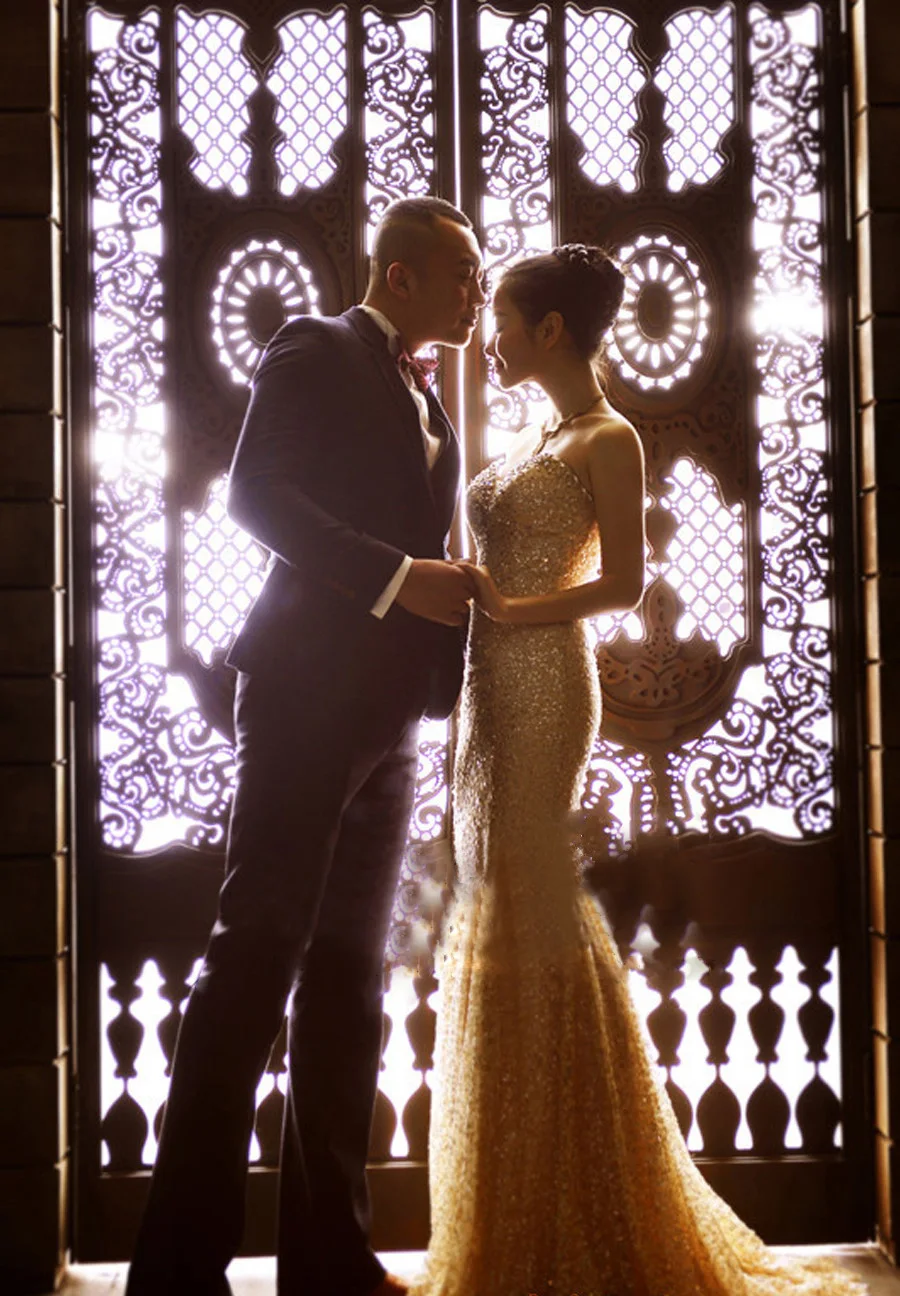 Формальное длинное золотые блестки Русалка платье для выпускного вечера Sereia