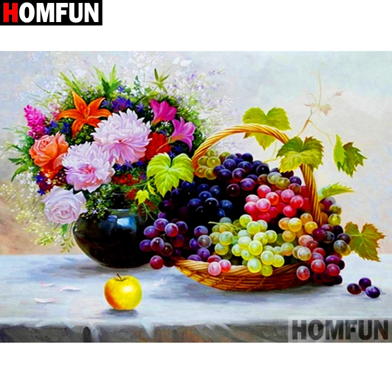 Алмазная 5D картина HOMFUN виноград цветок вышивка крестиком полная выкладка
