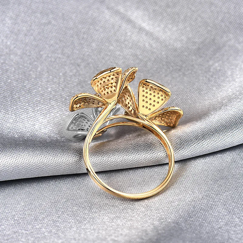 LOVERJEWELRY женское кольцо Настоящее 18 к из золота двух цветов бриллиантовое