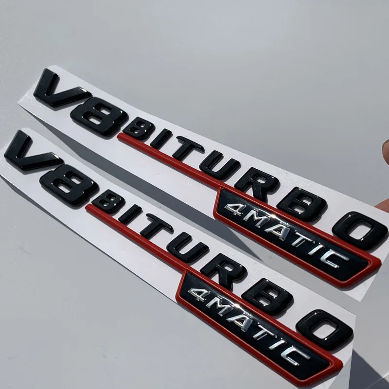 glossy black x red Vent Fender отделка эмблемы лезвие логотип V8 BITURBO 4matic+ для Mercedes Benz AMG V8 C200 C300 E300 E400 W213 стайлинга автомобилей сбоку Стикеры - Цвет: glossy black x red