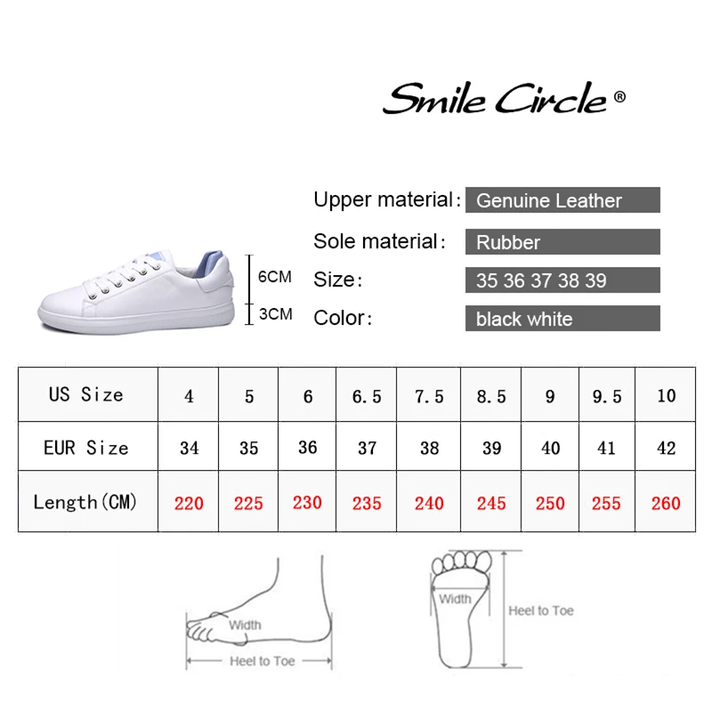 Женские кроссовки Smile Circle белые из натуральной кожи на плоской платформе