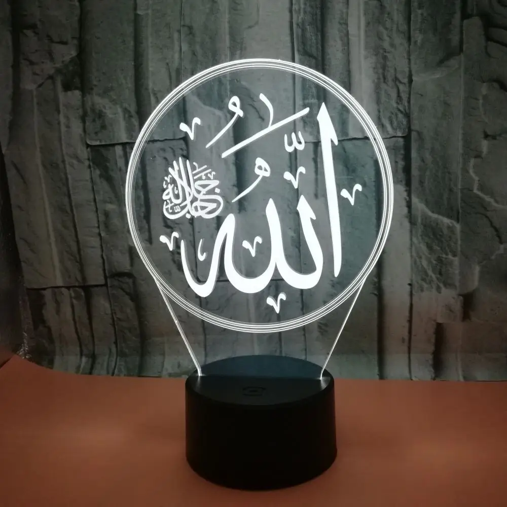 Исламский Muhammad 3D лампа 7 цветов светодиодный ночник для детей сенсорный светодиодный Usb Настольный Lampara Lampe детский спальный ночник