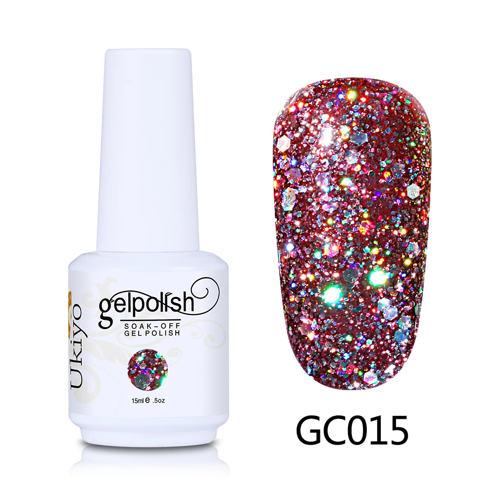 GC015 Ukiyo 15 мл гель для ногтей с блёстками лак отмачиваемый гель лак алмазные ногти Эмаль Лак Vernis Полупостоянный гель лак - Цвет: GC015