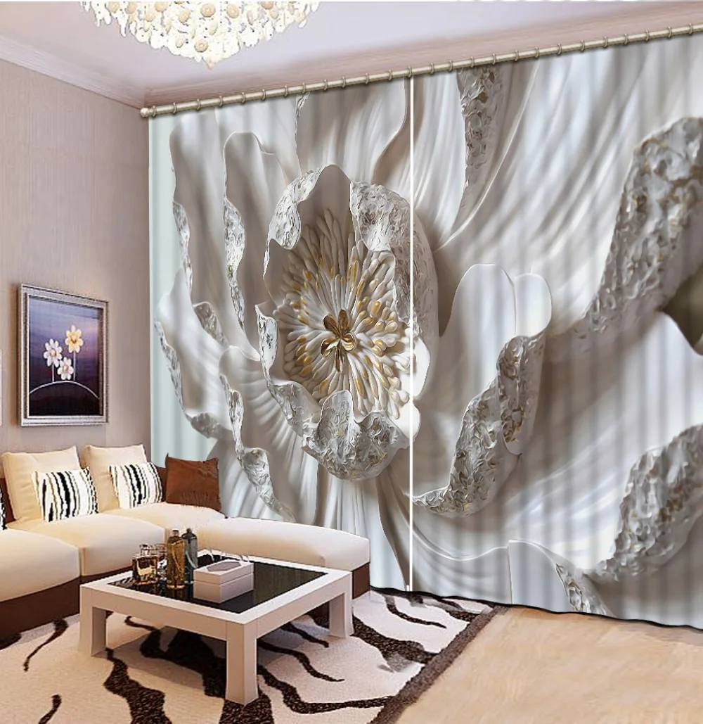 Custom Luxury Curtains Sheer For Living Room Bedroom Blackout Window Curtain Drapes Stereo Flower Cortinas | Дом и сад