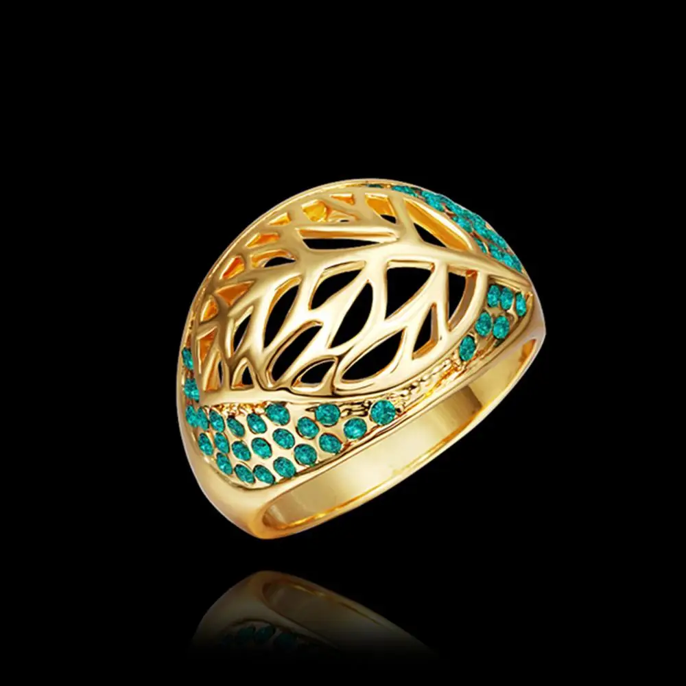 Free shipping Magic Leaves CZ Gem Ring 18K Rose Gold/Gold Plated Genuine Crystal finger wedding ring fashion | Украшения и