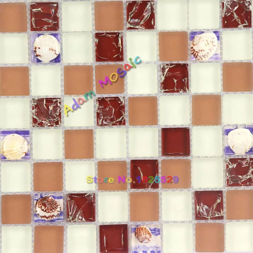 Sea Shell коричневый щитка Кухня Стекло раковины Плитки белый Ванная комната Мэтт