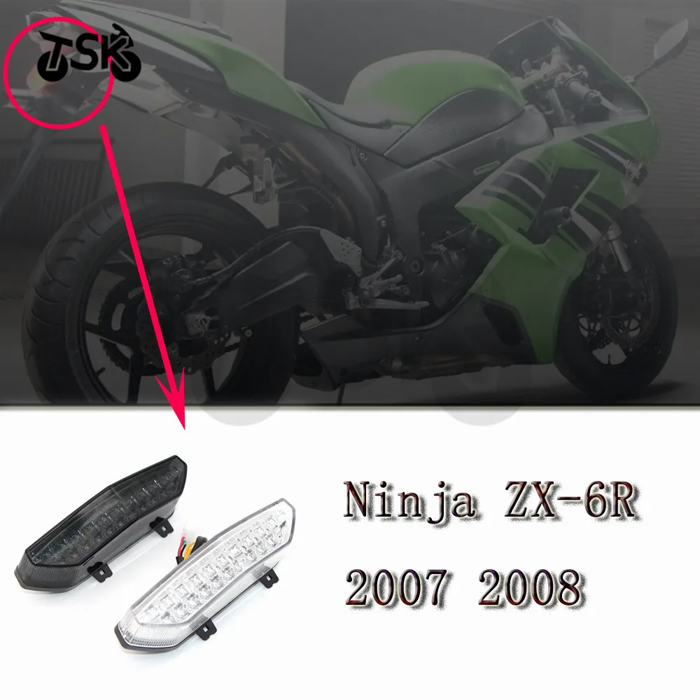 Per Kawasaki Ninja ZX 6R ZX6R 2007 2008 Posteriore del Motociclo Segnale di Girata della Coda di Arresto Della Lampada Della Luce Integrato